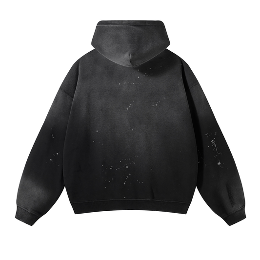 Raw Unisex Vintage Wash Frayed Fleece Hoodie