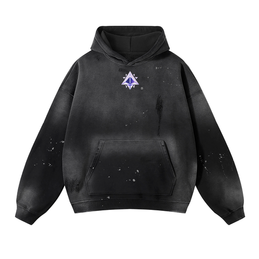 Raw Unisex Vintage Wash Frayed Fleece Hoodie