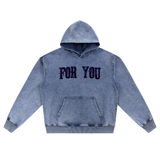 FOR YOU Snow Wash Oversized Hoodie